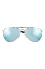 New Hurley Men's Sunglasses Shorebreak 60mm Polarized Aviator Silver Smoke picture