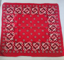Vintage 1930s Red Geometric Bandanna 100% Cotton picture