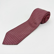 Italo Ferretti 100% Silk Men's Neck Tie Red Geometric Diamond Silvi Marina Italy picture