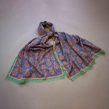 Drake's Blue Large Paisley Wool-Silk Scarf / RRP £245 / Brand New picture