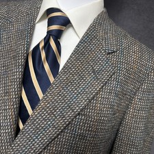 Vintage Hickey Freeman Sport Coat 44L Brown Check Wool Tweed Boardroom Union picture