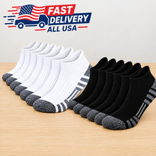 6-12 Pairs Mens Plain Solid Cotton Sports Ankle Athletic Socks Low Cut Size 9-13 picture