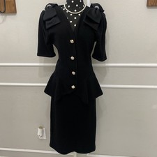 Vintage Adolfo For Saks Fifth Avenue Black  Bow Top And Skirt Set  Size 4 picture