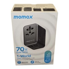 Momax 1-World 70w GaN Universal Travel UK EU AU US Multi Plug Adapter - Black picture