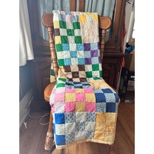BEAUTIFUL ADORABLE vintage handmade patch quilt, twin, baby, cottage, farmhouse picture