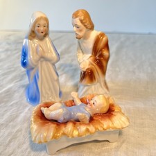 Vintage Nativity Holy Family Mary Joseph Baby Jesus 3 Pc 4” Japan Ceramic picture