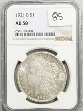 1921 D Morgan Silver Dollar NGC AU 58 About Uncirculated #7-008 picture