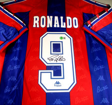 Ronaldo Nazario / Autographed F.C. Barcelona Kappa Pro Style Soccer Jersey / BAS picture