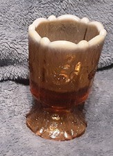 VINTAGE FENTON PANELED DAISY & VINE AMBER OPALESCENT TOOTHPICK/MATCH HOLDER picture