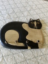 Vintage Folk Art Cat Wall Hook Wood picture