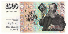 Iceland 1000 Kronur 2001 P-59 Bishop Sveinsson, Cathedral Banknote picture