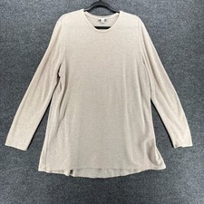 J Jill Pure Jill Blouse Womens L Cream Tunic Oversize Lagenlook Casual Coastal picture
