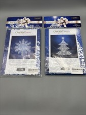 Lot Of 2 Moda Gradients Holiday Snowflake And Christmas Tree Panels picture