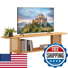 HollyHOME Bamboo TV Stand Storage TVs Up 65