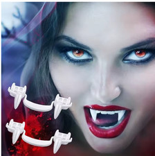 1×Retractable Vampire Teeth Fangs Halloween Cosplay Makeup Zombie Dentures Teeth picture