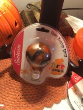 Halloween  Arched Back Black Cat Decor Glass Art Sunbeam bulb  2002 picture