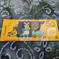 24k Gold Foil Plated Bluey Animation TV Series Collectible Banknote. Mint picture