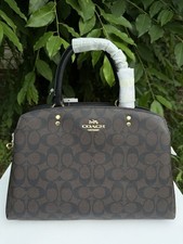 AUTHENTIC COACH Medium Carryall Satchel Signature Logo Brown Black New With Tag picture