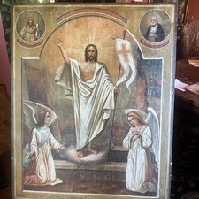 Huge Wooden Icon of Jesus Christ With Angles picture