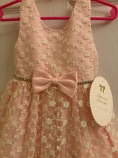 AMERICAN PRINCESS GIRLS PINK, WHITE DRESS, RHINESTONE EMBELLISHED WAIST, SIZE 3 picture