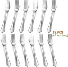 Elegant 12-Piece Stainless Steel Salad Forks Set - 6.7 Inch, Mirror Polished picture