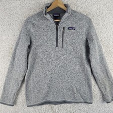 Patagonia Better Sweater Mens Medium Gray Jacket Quarter Zip Pullover Mock 25522 picture