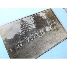 RPPC Real Photo Postcard Portrait Card People Gathering Antique Car Black White picture