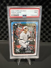 2024 Topps Holiday Variation Santa Hat Aaron Judge NY Yankees #H99 PSA Mint 9 picture