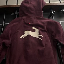 Tracksmith Burgundy Hoodie Ultra Soft XL NWOT Member’s Only Back Has Rabbit Logo picture