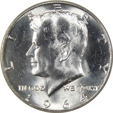 Uncirculated 1964 90% Silver U.S. Kennedy Half Dollar Coin picture