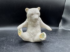Vintage Lenox Ivory Bear Figurine Green Jewel Accents Gold Trim 1991 4” picture