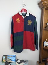 VTG POLO RALPH LAUREN MEN'S  MULTICOLOR COTTON RUGBY SHIRT R.L.JOCKEY  SIZE: XL picture