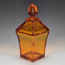 Viking Glass Epic Persimmon Orange Cigarette Jar Candy Dish No 6811 MCM 1968 picture