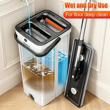 Joybos Mop Bucket Set, Hands-free Flat Mop, Mop Bucket System with Wringer picture