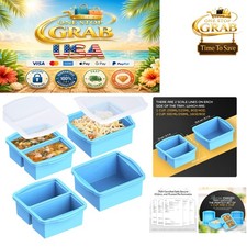 Set of 4 Silicone Freezer Trays with Lids 1-Cup & 2-Cup BPA-Free Food Grade picture