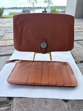 Authentic HERMES Dogon Duo Togo Leather Orange Wallet w/ Removable Pouch J Stamp picture