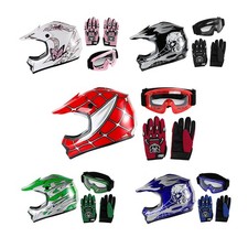 DOT Youth Dirt Bike Helmet Kids ATV Motocross Goggles+Gloves 5 Colors S~XL picture