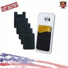 5PCS Silicone Credit Card Holder Cell Phone Wallet Pocket Sticker Adhesive Black picture