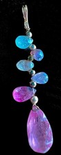 $2500 14k SOLID GOLD NATURAL COLOR CHANGE SAPPHIRE Multi Teardrop Pendant picture