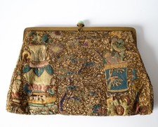 Fine Chinese Antique Vintage Silk Embroidery Art Deco Clutch Bag Purse 1920s-30s picture