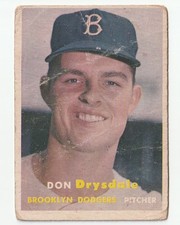 1957 Topps #18 Don Drysdale Rookie RC Brooklyn Dodgers HOF picture