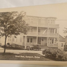 Vtg WW2 Era 1944 Postcard Hotel East Eastport Maine Real Photo RPPC Automobiles picture