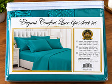 Elegant comfort lace 6-piece sheet set-teal picture