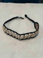 Boho Seashell Choker Artisan Vintage Black Beige picture
