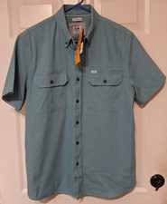 NEW HD Lee SS Workwear Cameo Blue  Button Up Shirt Men L Rugged Stretch MSRP $50 picture