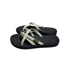 Teva Women 9 Olowahu Olive Green Strappy Mush Flip Flop Sandals Trails Gorpcore picture