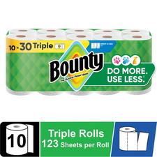 Bounty Paper Towels Select-A-Size White, 10 Triple Rolls, 123 Sheets Per Roll picture