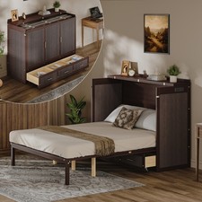 Multifunctional Murphy Bed Cabinet,Queen Size Vertical Foldaway Bed with Drawers picture
