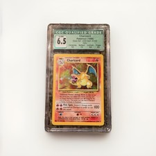 1999 Pokemon Base Set Unlimited Charizard Holo 4/102 CGC 6.5 Qualified. Inked picture