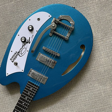 Vintage Blue Semi-Hollow Body Electric Guitar H-H Pickups Rounded fret Edge picture